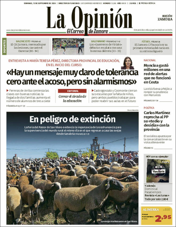 Portada de La Opinión - El Correo de Zamora (Espa&ntilde;a)