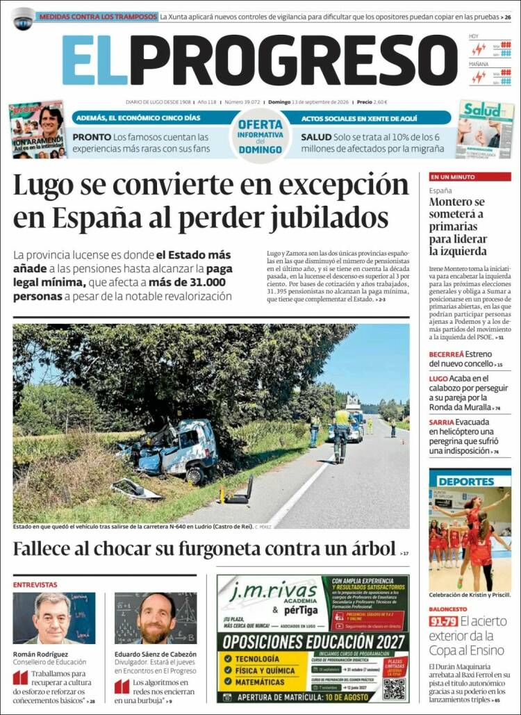 Portada de El Progreso (Espagne)