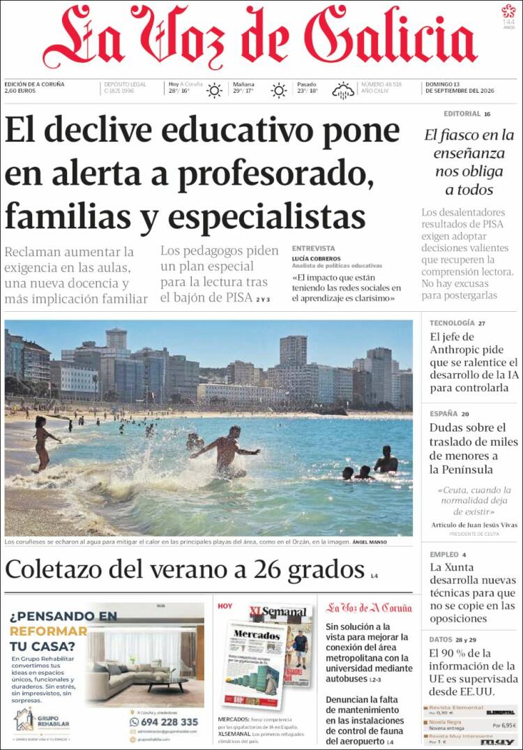 Portada de La Voz de Galicia (Espa&ntilde;a)