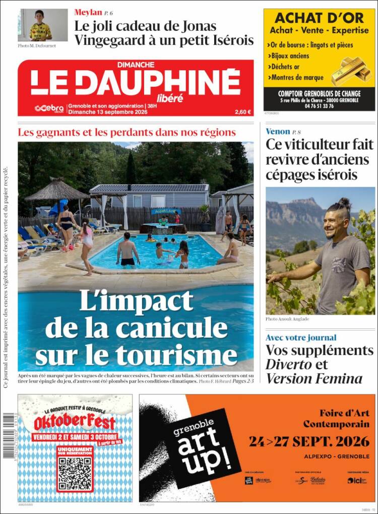 Portada de Le Dauphiné Libéré (Francia)