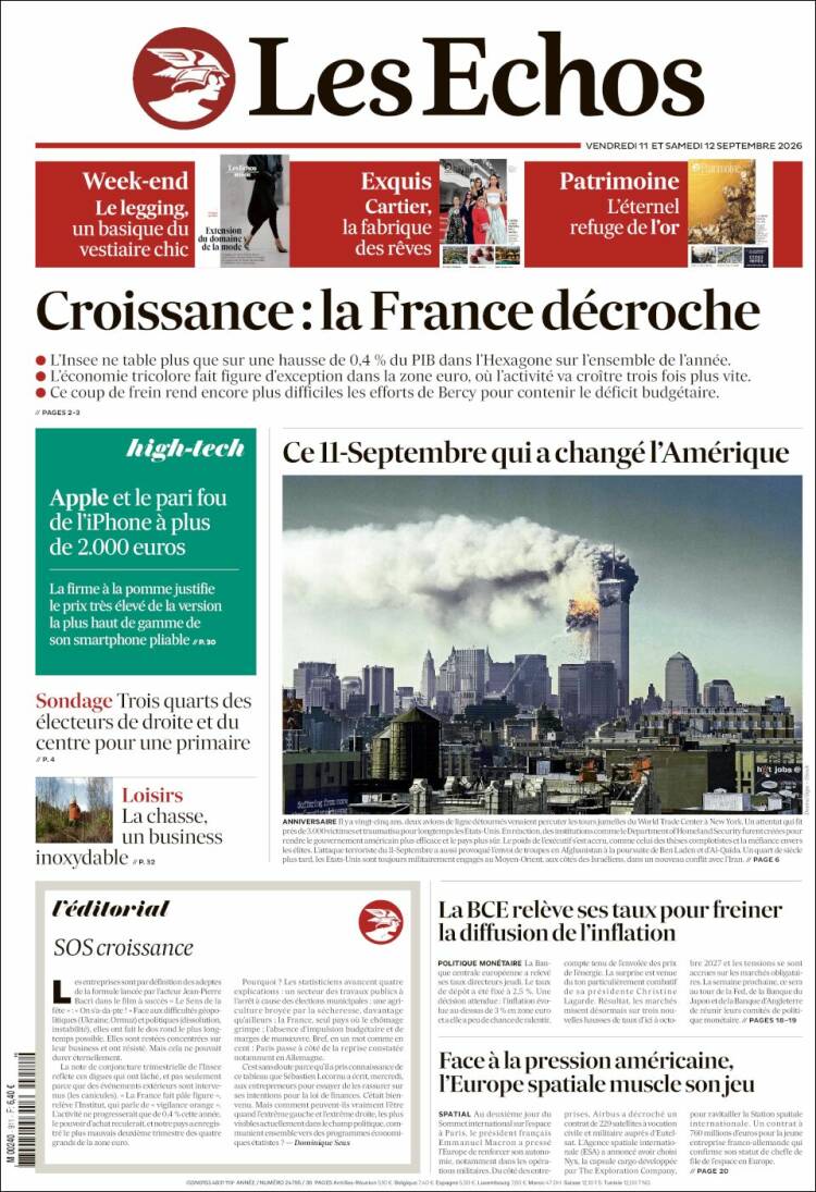 Portada de Les Echos (France)