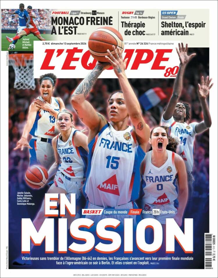 Portada de L'Equipe (Francia)