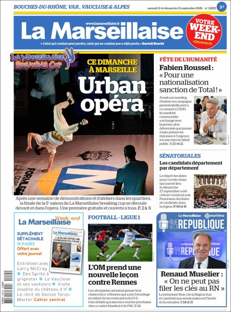 Portada de La Marseillaise (Francia)