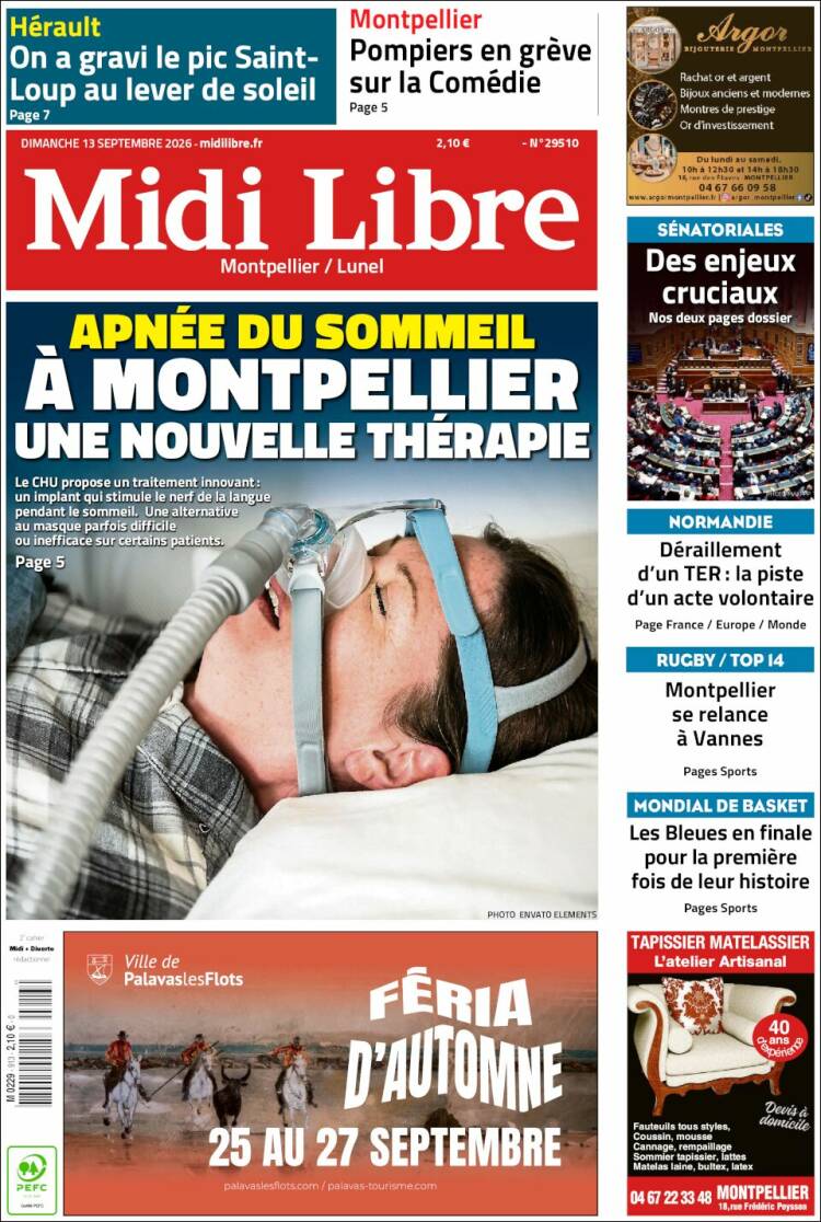 Portada de Midi Libre (Francia)
