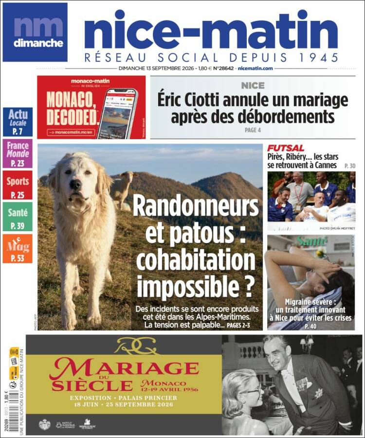Portada de Nice-Matin (Francia)