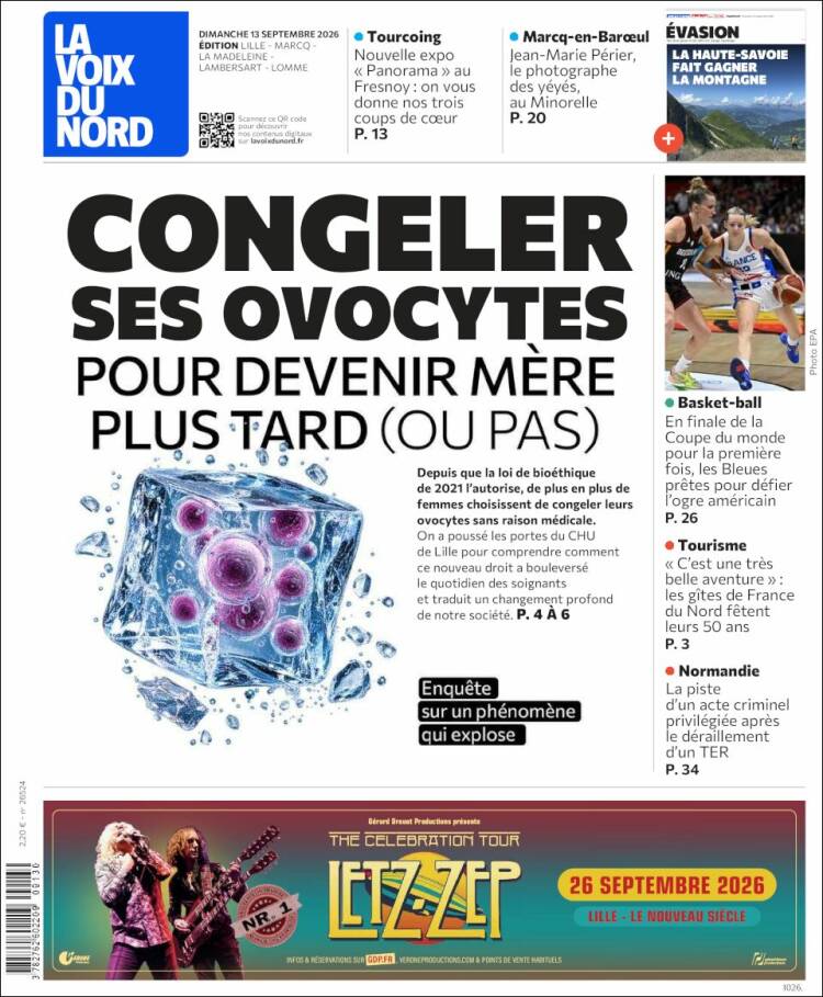 Portada de La Voix du Nord (Francia)