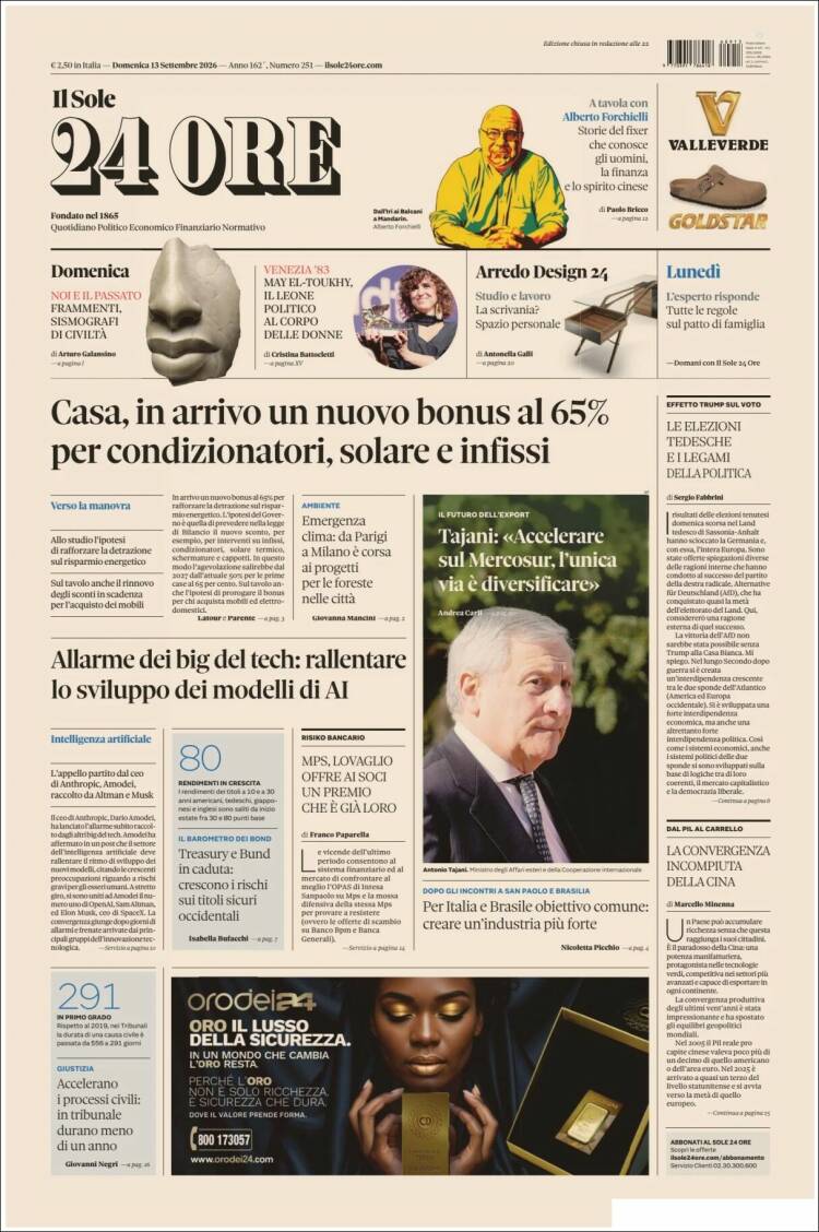 Portada de Il Sole 24 ORE (Italia)