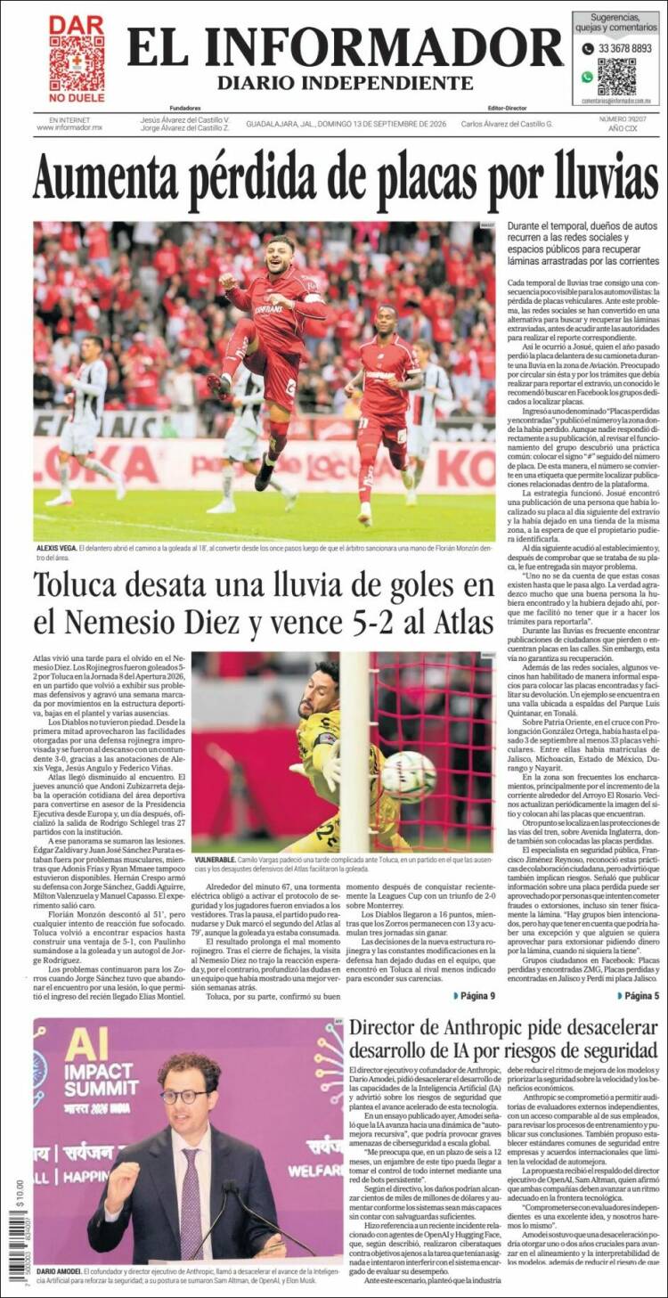 Portada de El Informador (Mexique)