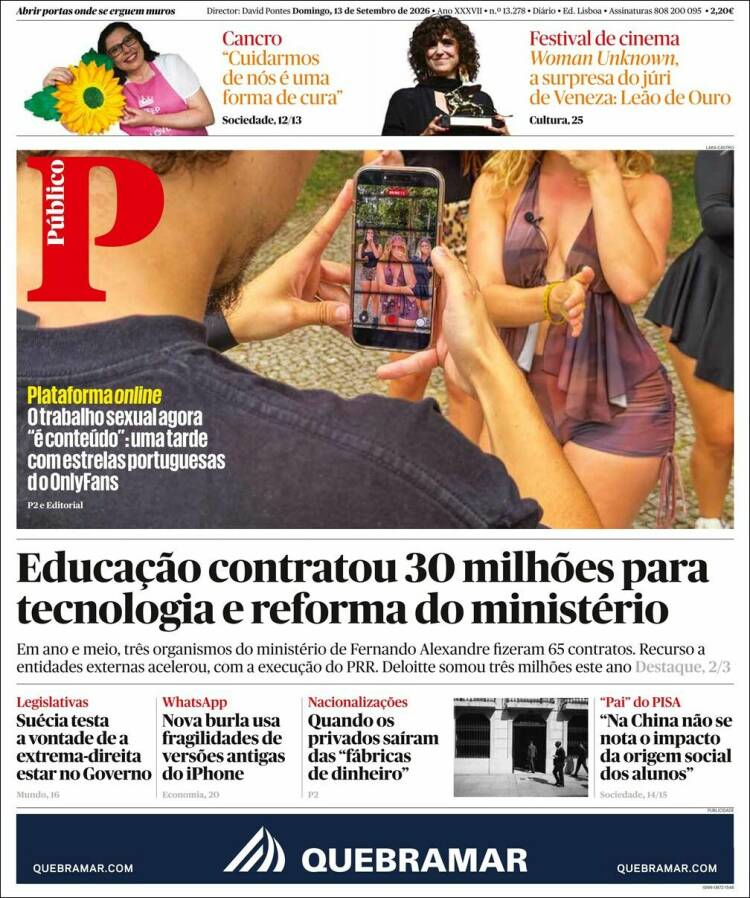 Portada de Público (Portugal)
