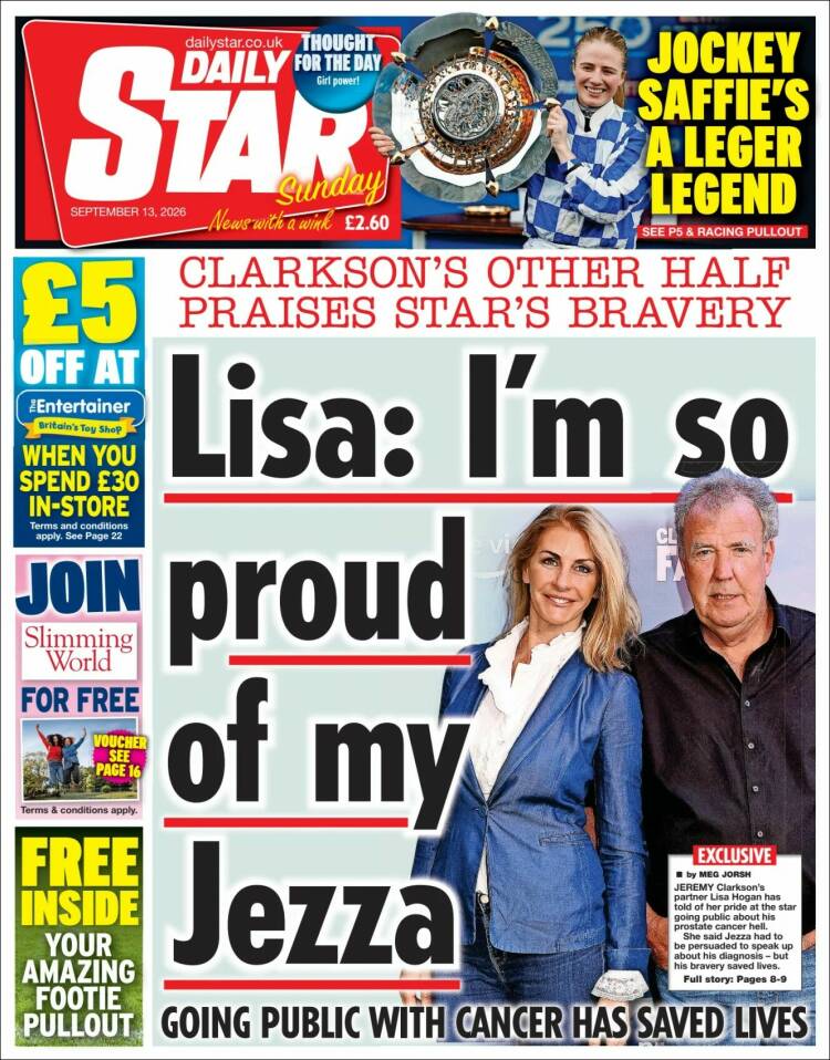 Portada de Daily Star (Reino Unido)