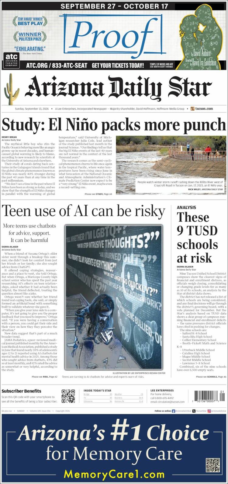 Portada de Arizona Daily Star (USA)