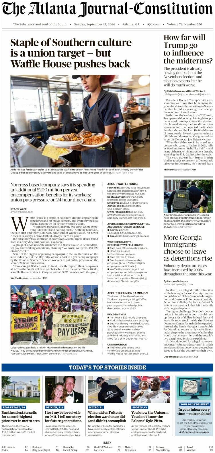 Portada de The Atlanta Journal-Constitution (USA)