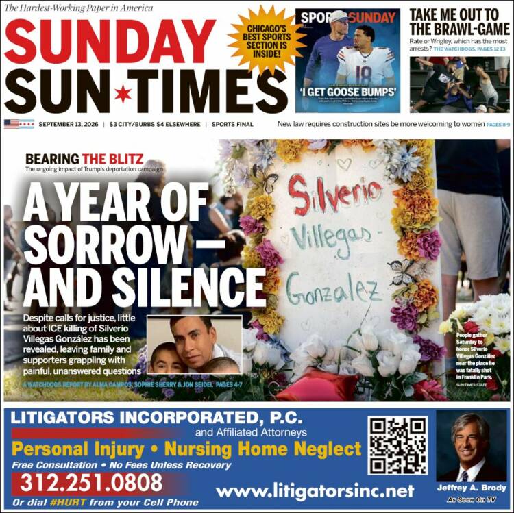 Portada de Chicago Sun-Times (USA)