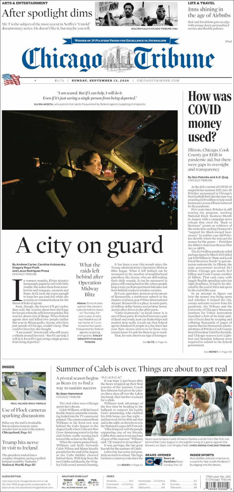 Portada de Chicago Tribune (USA)