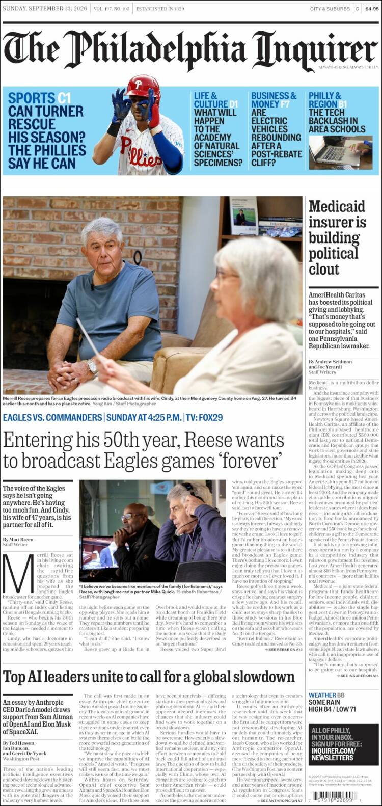 Portada de Philadelphia Inquirer (USA)