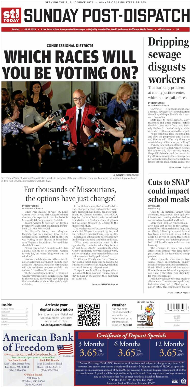 Portada de St. Louis Post-Dispatch (USA)