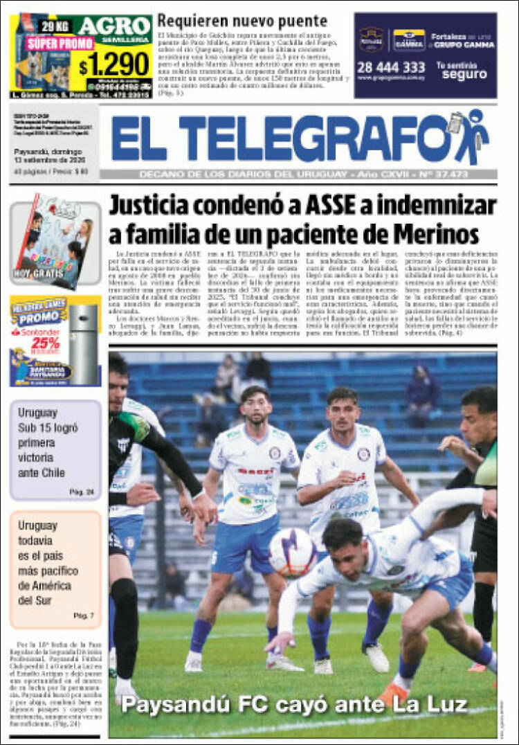 Portada de El Telégrafo (Uruguay)