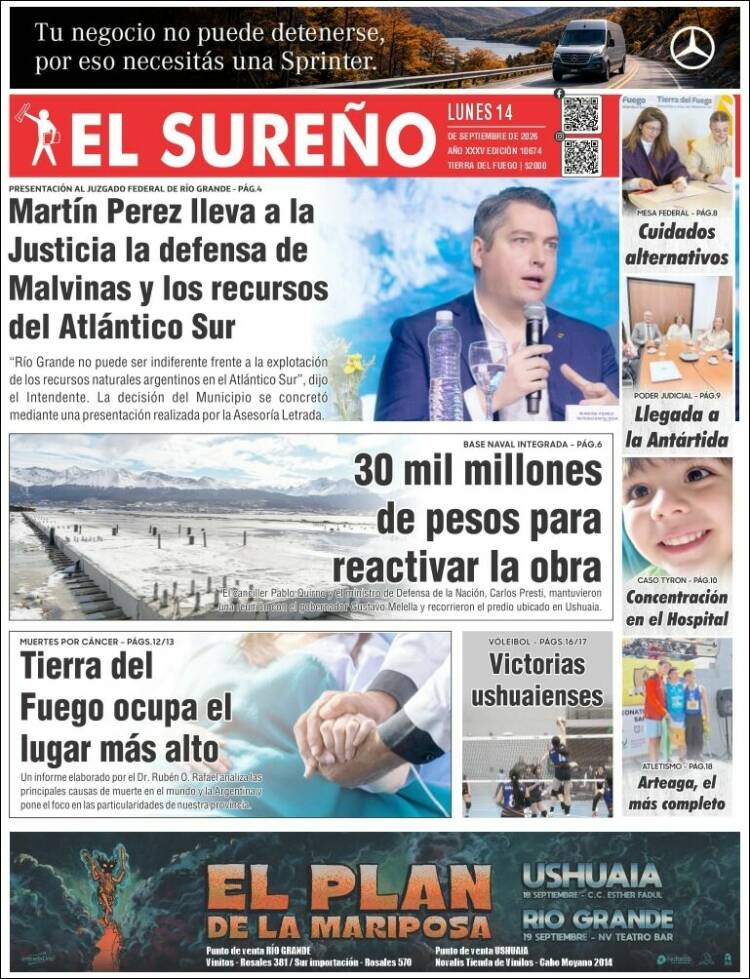Portada de Diario El Sureño (Argentina)