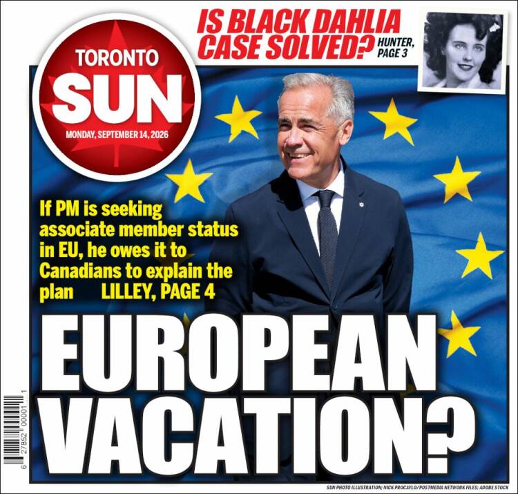 Portada de The Toronto Sun (Canad&aacute;)