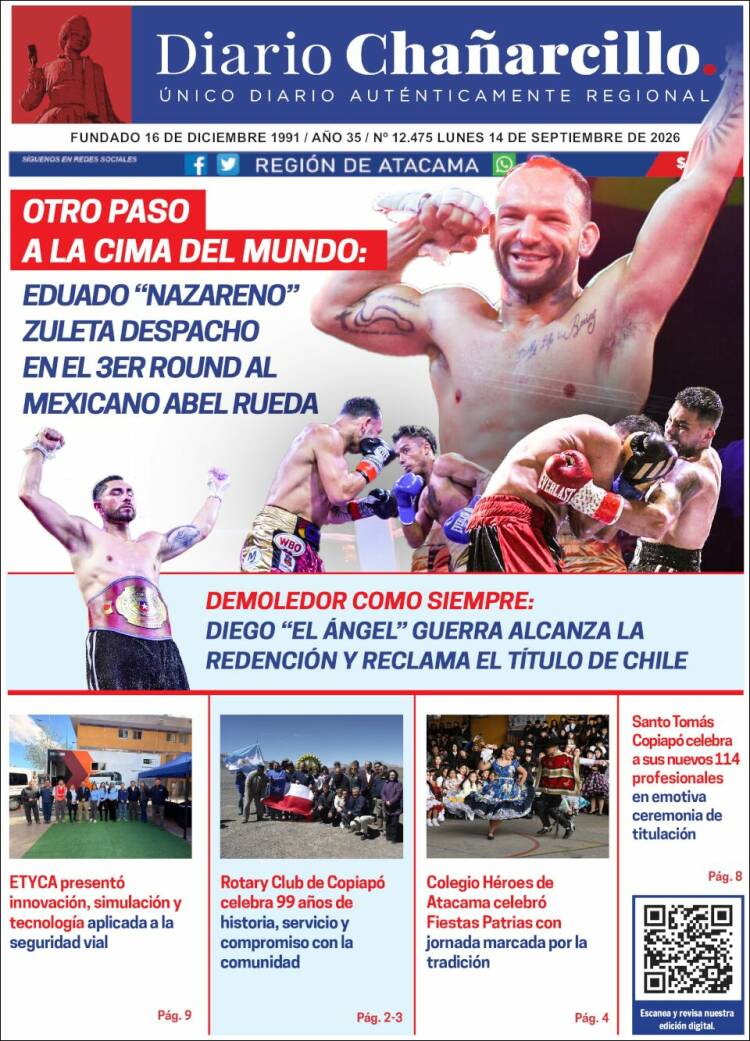 Portada de Diario Chañarcillo (Chile)
