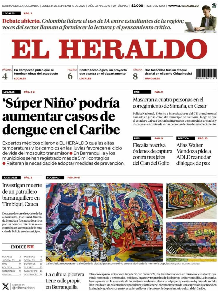 Portada de El Heraldo (Colombia)