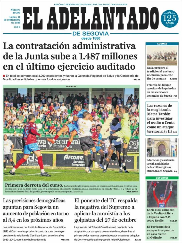 Portada de El Adelantado de Segovia (Espa&ntilde;a)