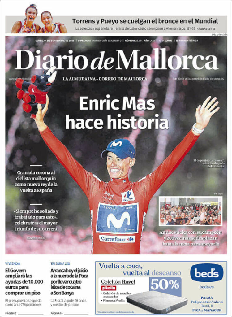 Portada de Diario de Mallorca (Espa&ntilde;a)