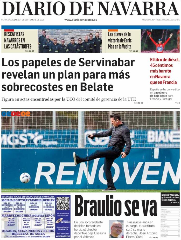 Portada de Diario de Navarra (Espa&ntilde;a)