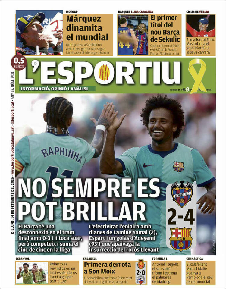 Portada de L'Esportiu (Espa&ntilde;a)