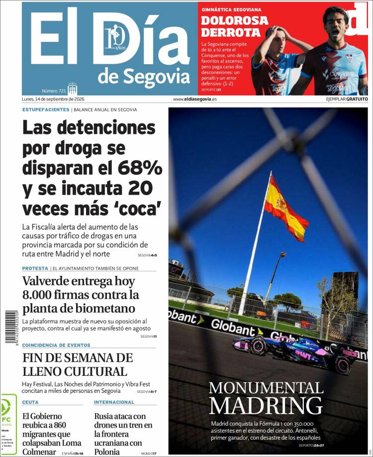 Portada de El Día de Segovia (Espa&ntilde;a)