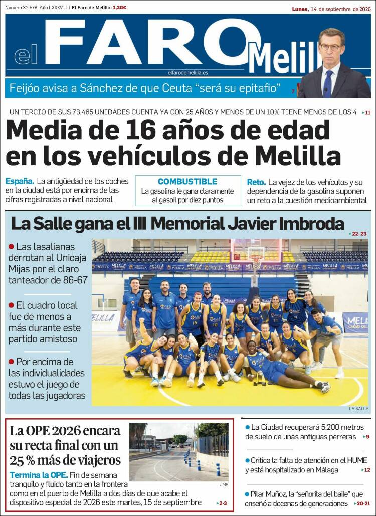 Portada de El Faro de Melilla (Espa&ntilde;a)