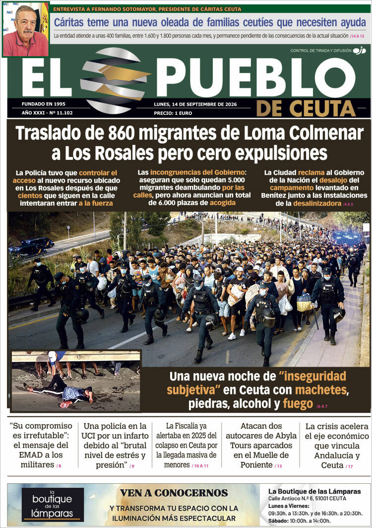 Portada de El Pueblo de Ceuta (Espa&ntilde;a)