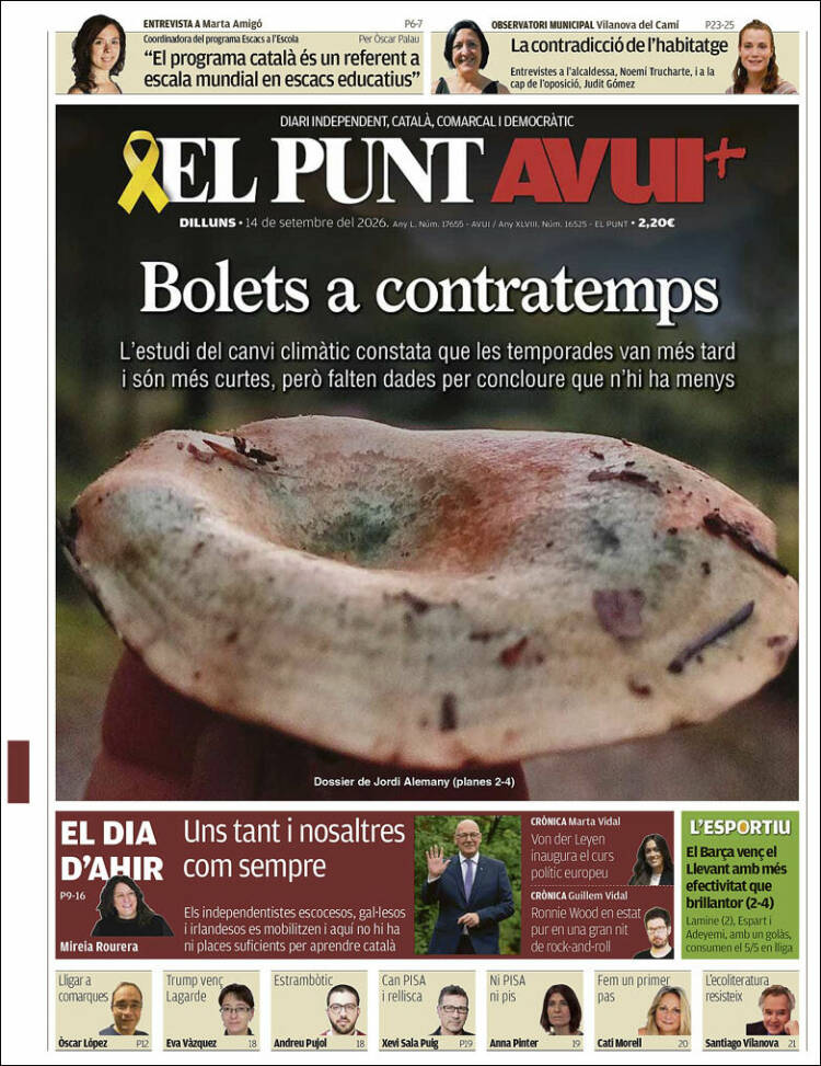 Portada de El Punt Avui (Espa&ntilde;a)