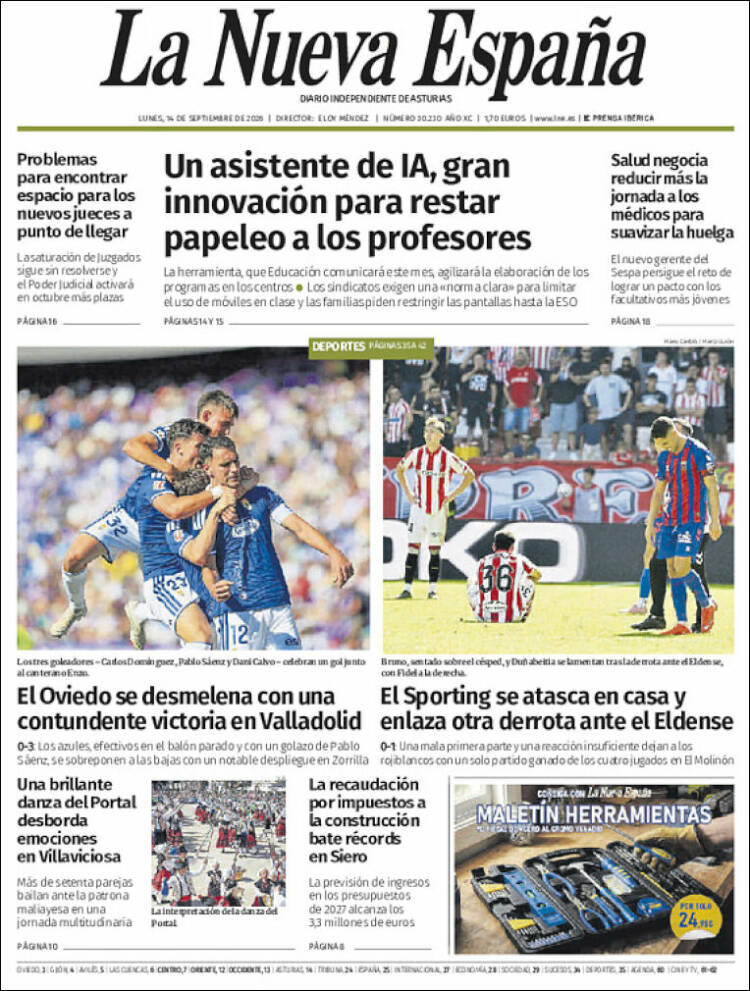 Portada de La Nueva España (Espagne)