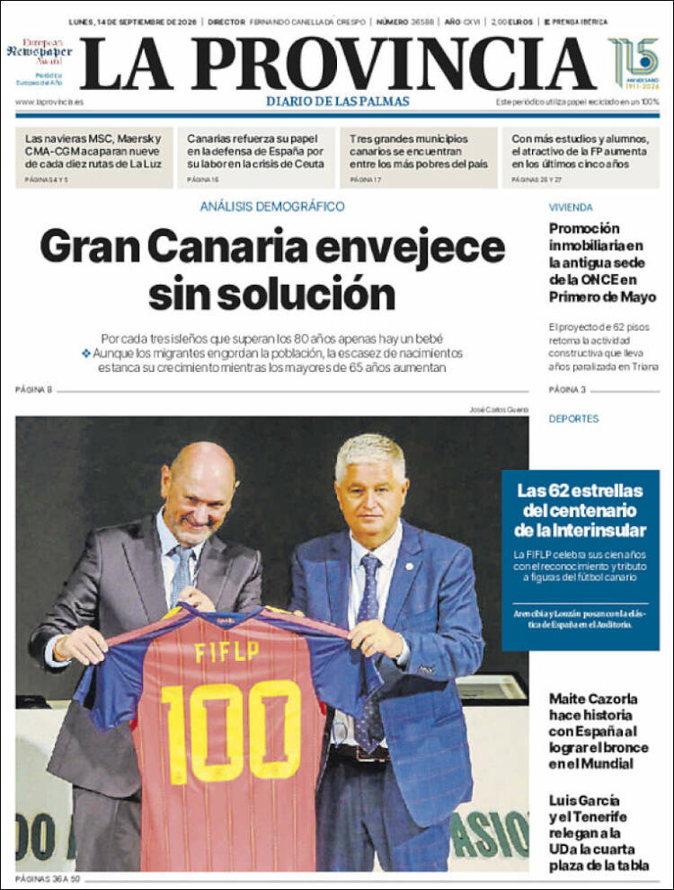 Portada de La Provincia (Espagne)