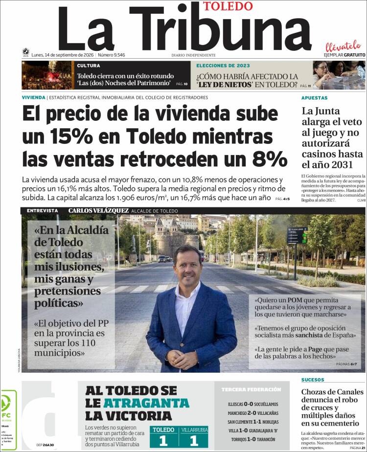 Portada de La Tribuna de Toledo (Espa&ntilde;a)