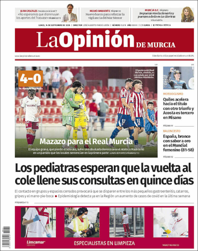 Portada de La Opinión de Murcia (Espa&ntilde;a)