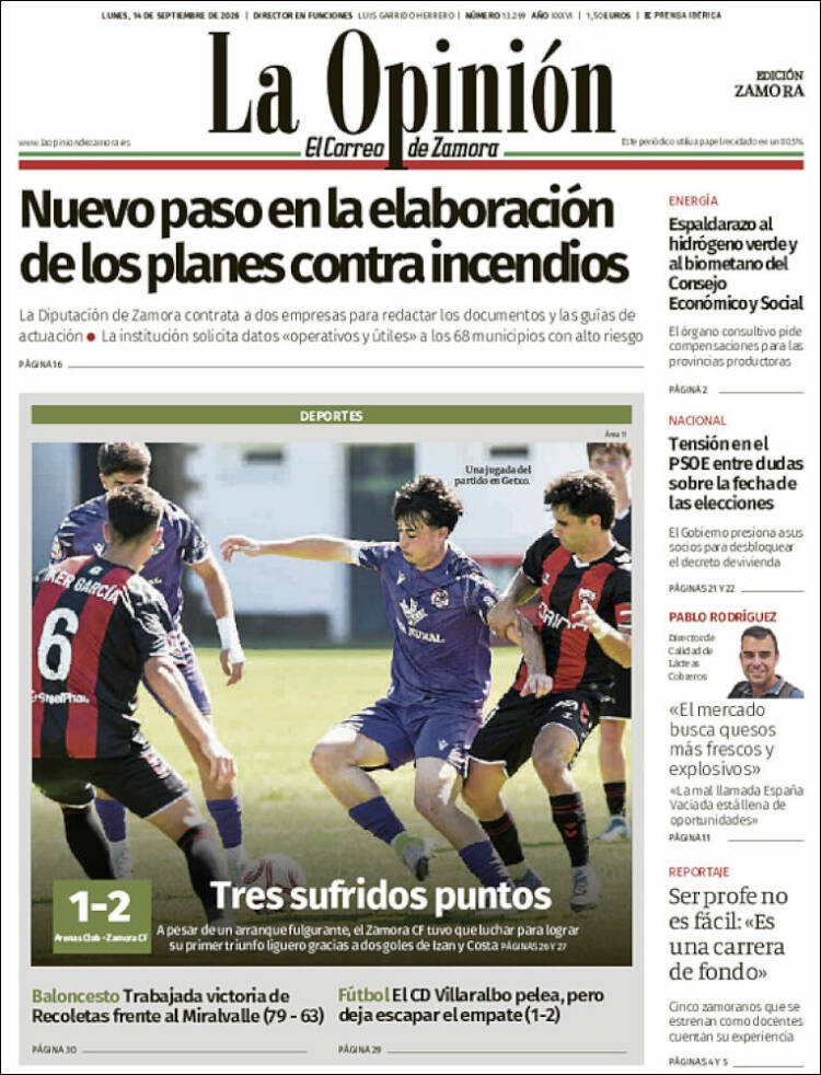 Portada de La Opinión - El Correo de Zamora (Espa&ntilde;a)