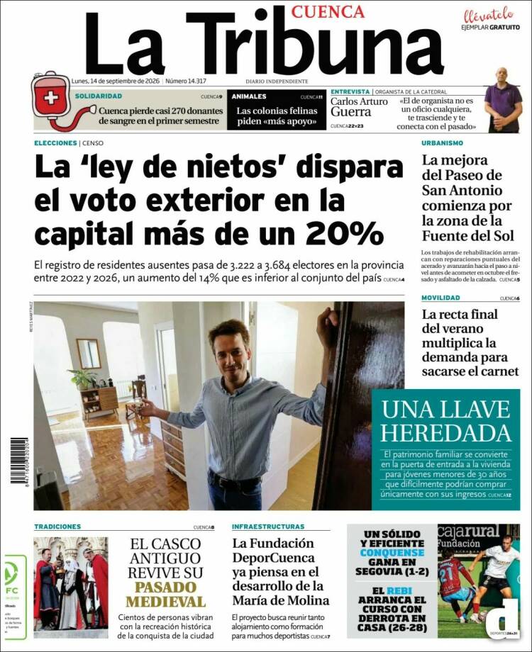 Portada de La Tribuna de Cuenca (Espa&ntilde;a)