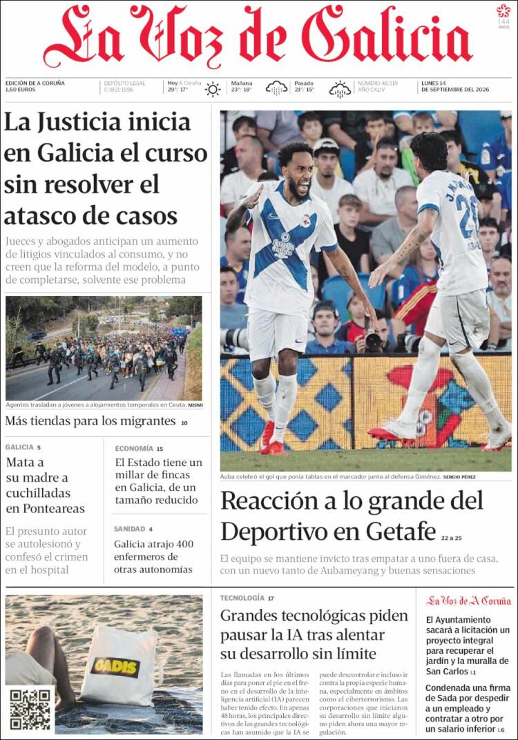 Portada de La Voz de Galicia (Espa&ntilde;a)