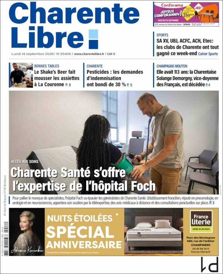 Portada de Charente Libre (France)
