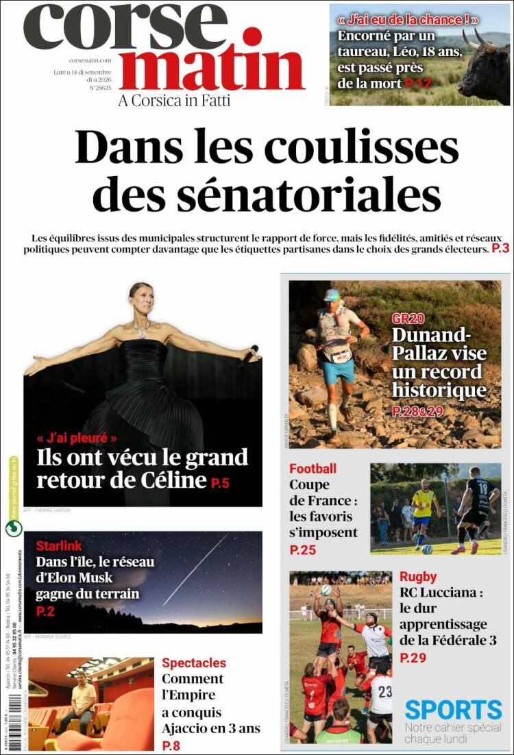 Portada de Corse-Matin (Francia)