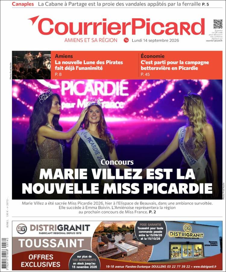 Portada de Courrier Picard (Francia)