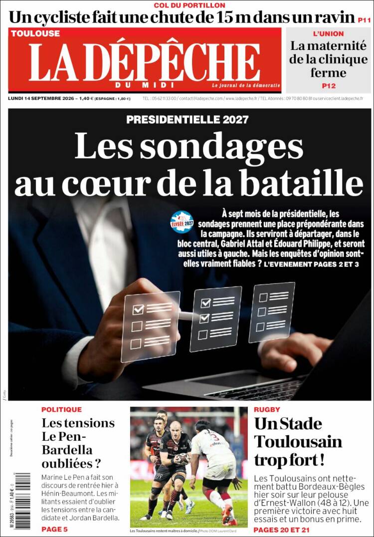 Portada de La Dépêche du Midi (Francia)