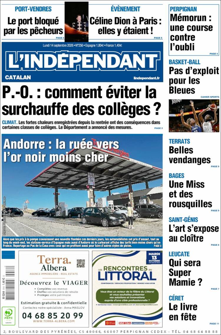 Portada de Le Indépendant (Francia)