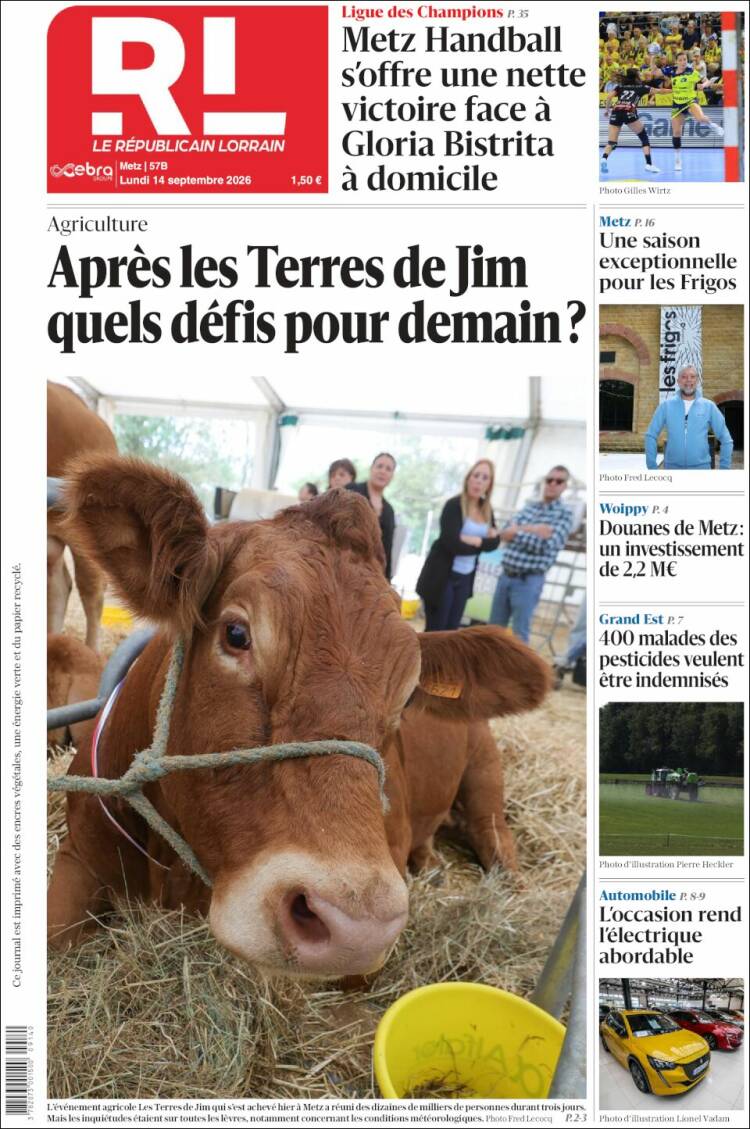 Portada de Le Republicain Lorrain (France)