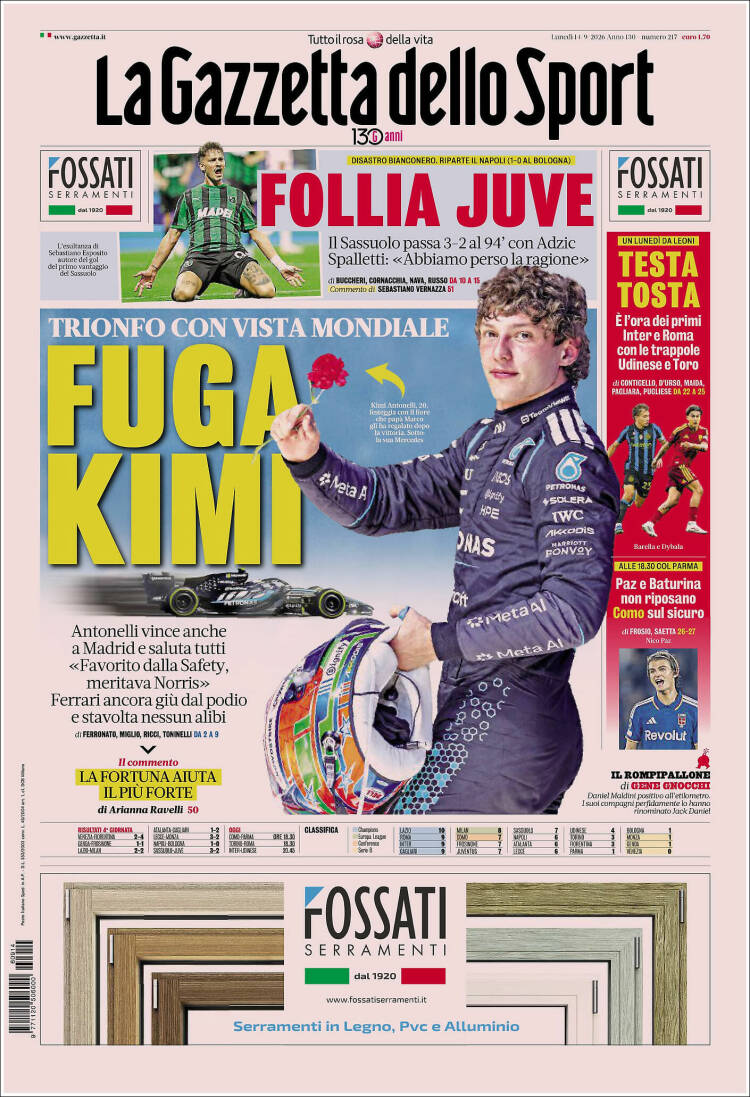 Portada de La Gazzetta dello Sport (Italy)