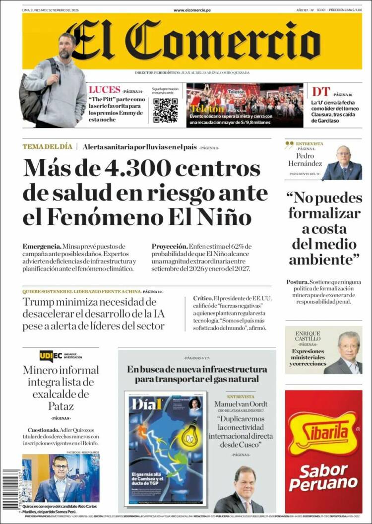 Portada de El Comercio (Per&uacute;)