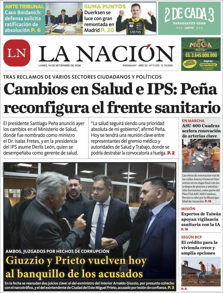 Portada de La Nación (Paraguay)