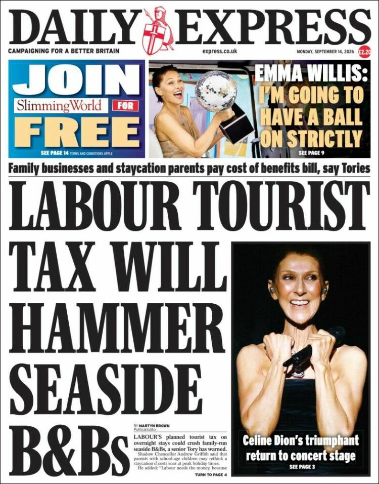 Portada de Daily Express (Reino Unido)